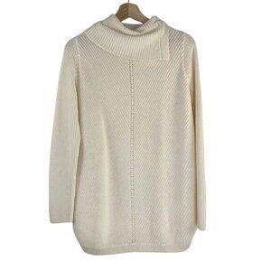 Talbots Cream Split Cowl Neck Pullover Knit Sweater